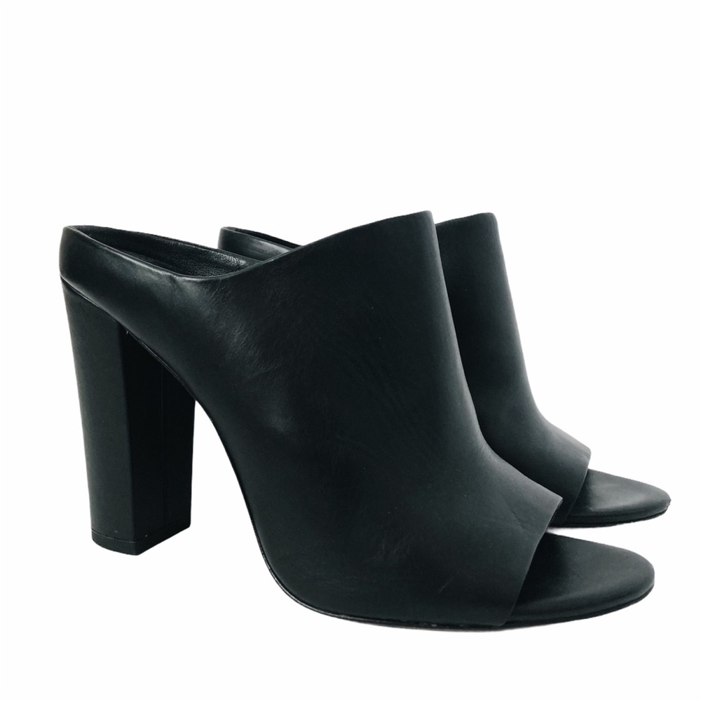 Vince Black Leather Alora Pump Mule Shoe